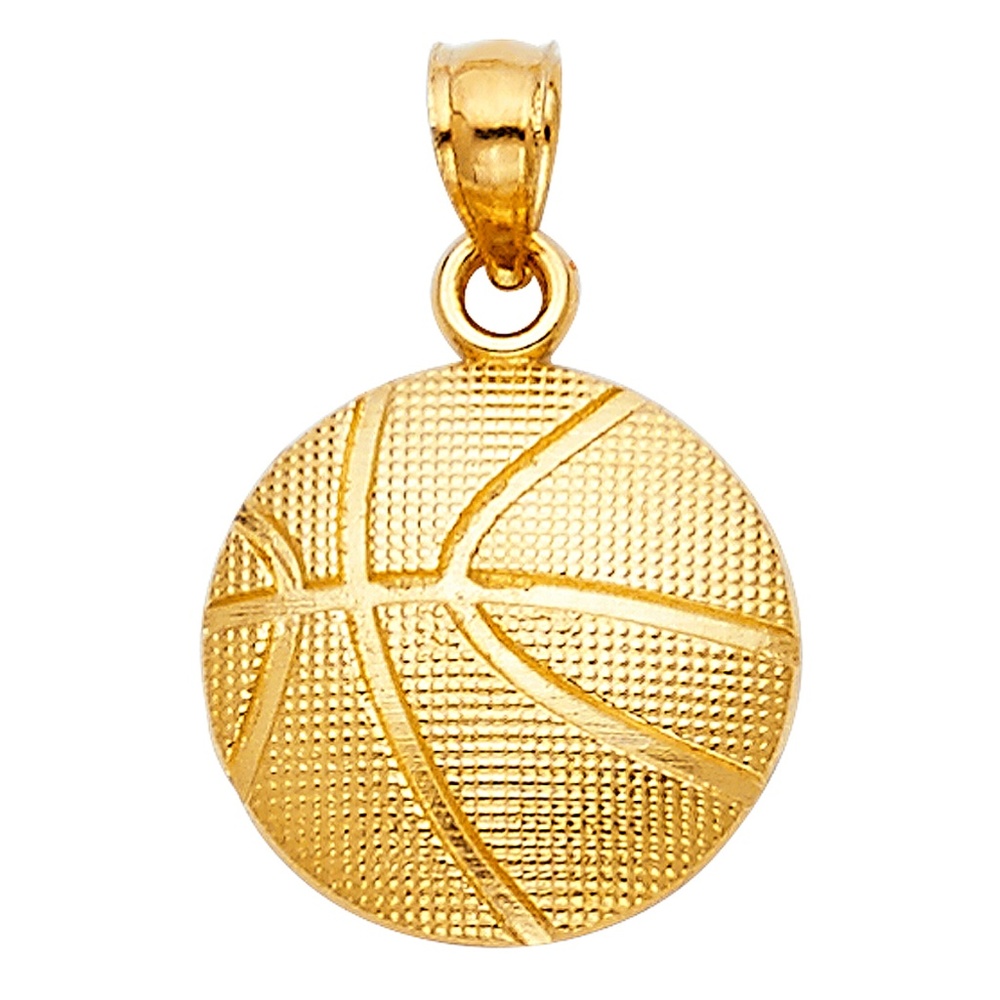 14K Yellow Gold  BasketBall Ball Pendant